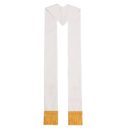 BLESSUME Church Clergy Pastor Cross Embroidered Stole - color: White 6