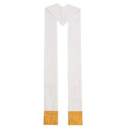 BLESSUME Church Clergy Pastor Cross Embroidered Stole - color: White 6