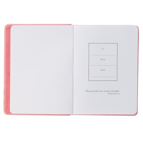 Christian Art Gifts Inspirational Handy-sized Journal, He Restores My Soul Wide Ruled Notebook, Psalm 23:3 Bible Verse, Pink Vegan Leather Floral, 240 Lined Pages w/scripture, (7.2” x 5.4” x .75”)