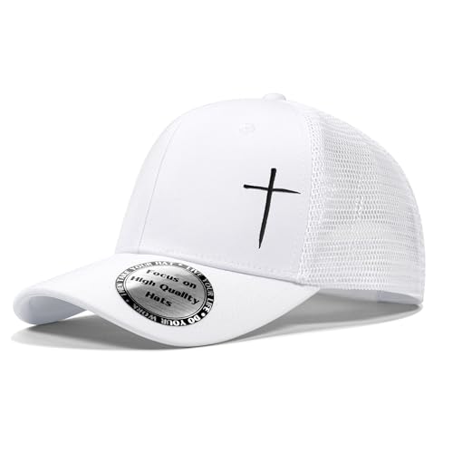 Christian Hats for Men Women,Jesus Cross Hat Christian Religious Gifts for Birthday/Christmas - color: 52.white-01