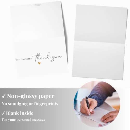 Thank You Cards with Envelopes Bulk Pack of 40 - Gold Foil Design - color: Gold Foil - Script