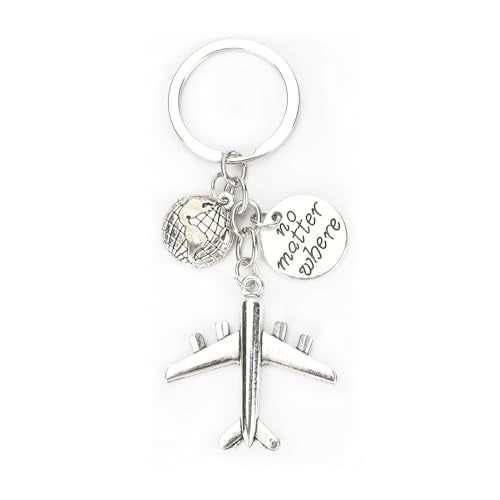 Airplane Keychains Travel Keychain for Women Compass Keyring Travel Airplane Keychain Gifts with Angel Charm - color: Style 4