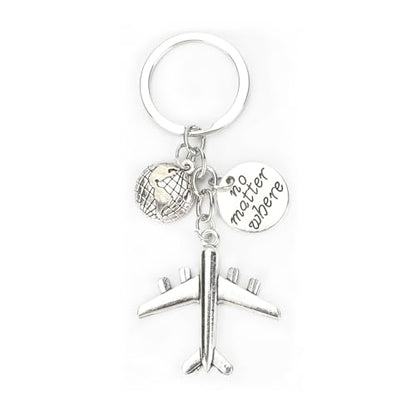 Airplane Keychains Travel Keychain for Women Compass Keyring Travel Airplane Keychain Gifts with Angel Charm - color: Style 4