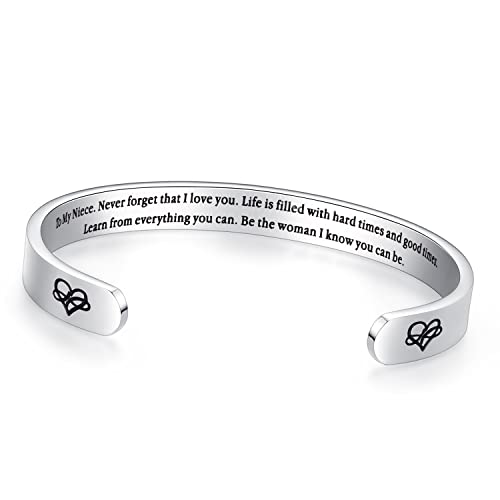 TONY & SANDY Cuff Bracelets for Women Teen Girls Best Friend Sister Mom Daughter Granddaughter Easter Birthday Mother's Day Christmas Stocking Stuffers for Teen Girls Women Jewelry - style: 1 - Niece Gifts - To my niece, never forget that I love you...Be