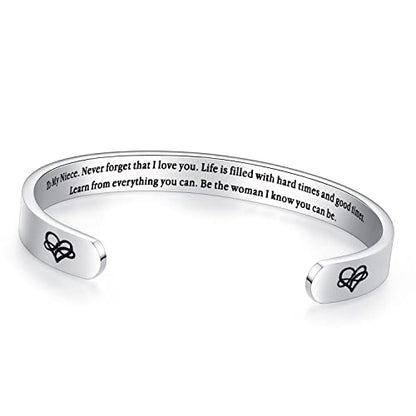 TONY & SANDY Cuff Bracelets for Women Teen Girls Best Friend Sister Mom Daughter Granddaughter Easter Birthday Mother's Day Christmas Stocking Stuffers for Teen Girls Women Jewelry - style: 1 - Niece Gifts - To my niece, never forget that I love you...Be