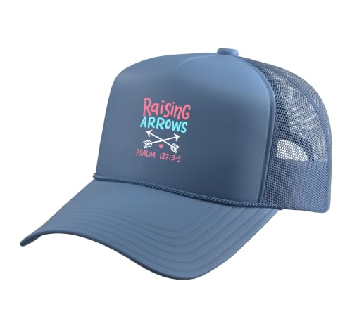 Raising Arrows - Christ Christian Psalm Bible Verses Trucker Hat with Adjustable Mesh Back - color: Light Blue