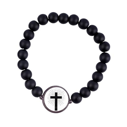 Daily Bible Verse Bracelet Wearable with NFC, Bible Verse Christian Gift for Women, Men and Teens - color: Black