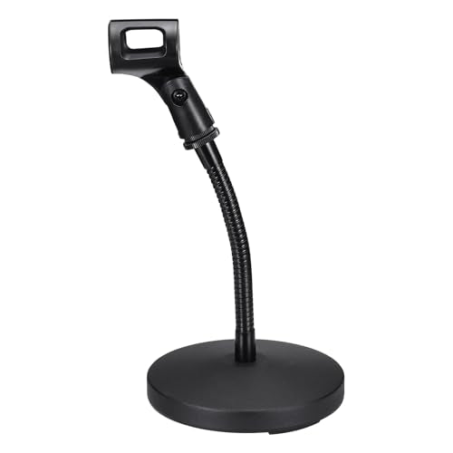 MECCANIXITY Gooseneck Tabletop Microphone Stand 140x270x185mm Adjustable Mic Holder Flexible Wireless Mic Clip Adapter with Weighted Base for Handheld Mics - size: 140x270x185mm