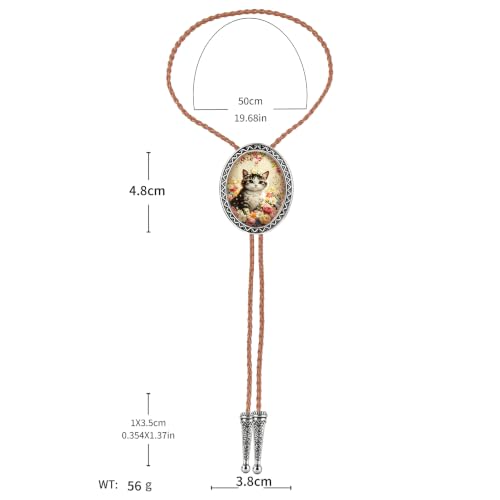 GelConnie Gothic Bolo Tie for Men Women 3D Art Western Cowboy Necktie - color: Flower Cat Bolo Tie