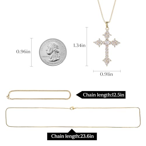Cavalcade Zirconia Cross Pendant for Car Rear View Mirror Decor Auto Faith Amulet Sparkly Religious Christian Medal Ornament