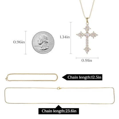 Cavalcade Zirconia Cross Pendant for Car Rear View Mirror Decor Auto Faith Amulet Sparkly Religious Christian Medal Ornament