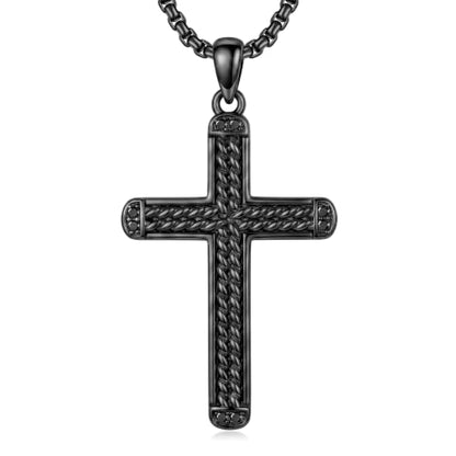 14K Gold Plated Cross Pendant Necklace Christian Jewelry Religious Gift - color: A02-Cross Black
