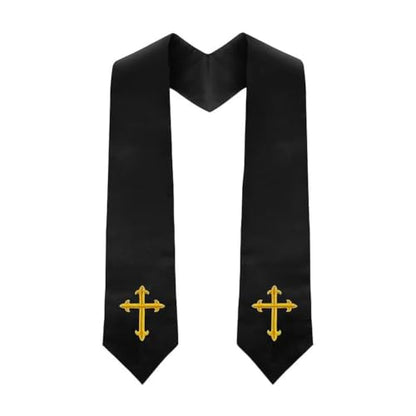 Clergy Stole & Choir Stole with Cross Embroidery 60'' (Pink) - color: Black