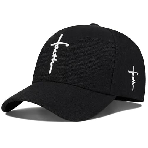 3D Embroidered Christian Hat for Men & Women, Jesus Faith Cross Hat, Religious Gifts for Christians Clothes - color: Faith Design-black