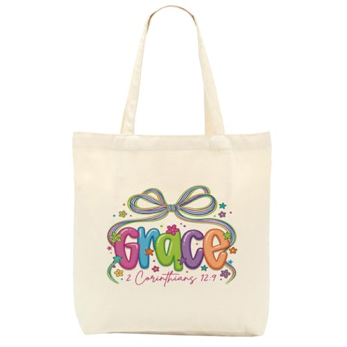 Faith Canvas Tote Bag, Christian Gifts for Women Girls Mom Sister Inspirational Bible Verse Birthday Christmas - color: Christian Jesus 814