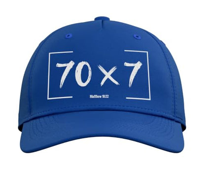 Christian Bible Verse Forgiveness Forgive Matthew 18:22 Gift Adjustable Baseball Hat - color: Royal Blue