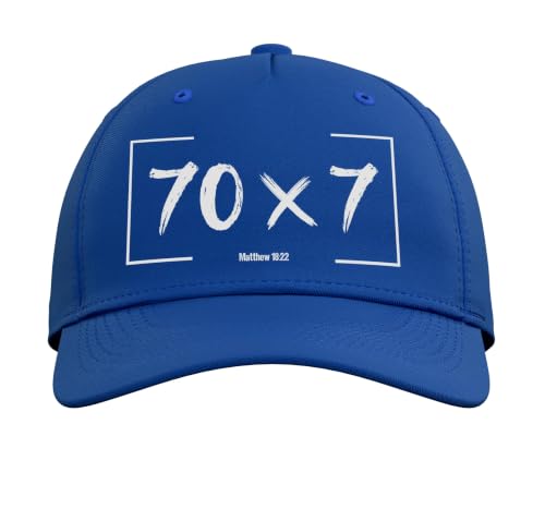 Christian Bible Verse Forgiveness Forgive Matthew 18:22 Gift Adjustable Baseball Hat - color: Royal Blue