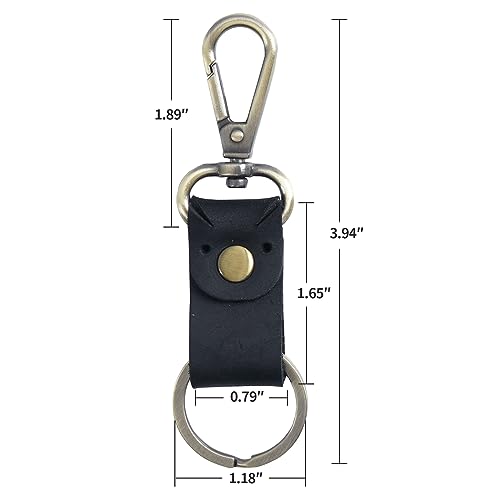Jack&Chris Genuine Leather Keychain, Small Keychain for Man and Women, Key Holder Mens Belt Key Chain Ring, Red Brown - color: 3pack-black