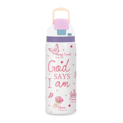 Christian 32oz Insulated Water Bottle, Handle and 2-in-1 Lid, 1PCS - color: Christian Bow-White
