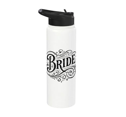 Elegant Bride Calligraphy Future Mrs. Wedding Design Stainless Steel Insulated Water Bottle - color: White