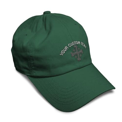 Custom Soft Baseball Cap Jerusalem Cross Crusader Jesus Christ God - color: Forest Green Personalized Text Here