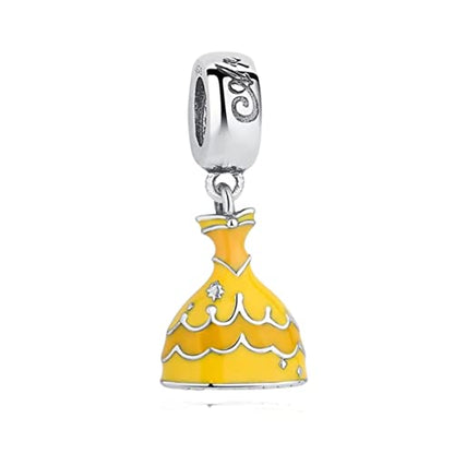 Sport Religious Charm 925 Sterling Silver Pendant,Jewelry Beads Gifts for Women Bracelet&Necklace - color: Yellow Princess Dress