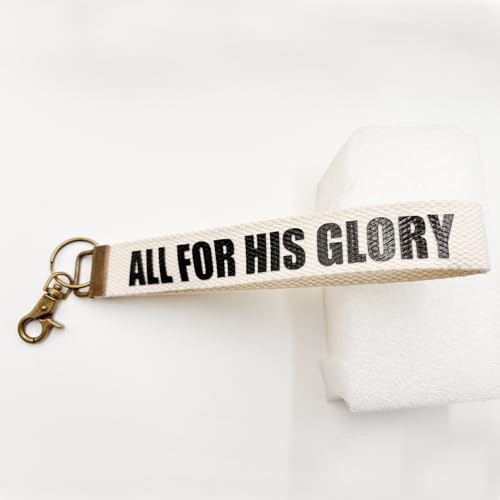 Make Heaven Crowded Christian Keychain Cotton Wristlet Keychain Bronze Key Fob Soft Car Keychain Wristlet - color: All for His Glory