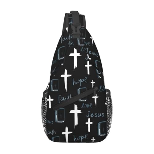 Jesus Christian Cross Crossbody Sling Bag For Women Men Adjustable Chest Bag Cute Shoulder Backpack Daypack For Sport Travel Hiking - color: Jesus Christian Cross 5