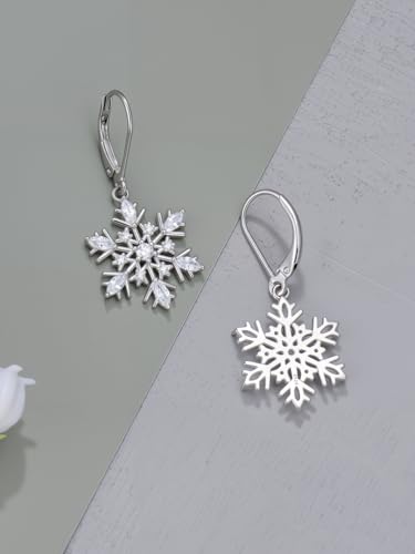 Dorunmo 925 Sterling Silver Dangle Drop Earrings for Women Holiday Earrings Hypoallergenic Halloween Christmas Jewelry Festival Gifts for Women - style: Christmas-Snowflake-02