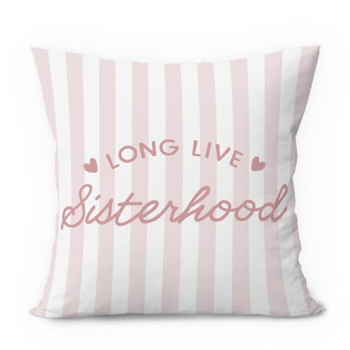 Pink Girl Nursery Decor Pillow Covers 18x18, Long Live Sisterhood Preppy Pink Striped Decorative Throw Pillow Covers Pillowcases for Girls Nursery Room Bedroom Dorm Decor - color: 03-kidroom(9) Long Live Sisterhood