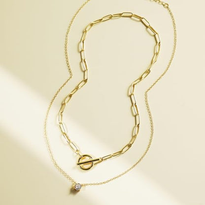 Layered Necklaces for Women | 14K Gold Plated Stackable Choker Necklace Set - Dainty Jewelry Gift - style: 2PCS-Gold Cubic zirconia layered necklaces