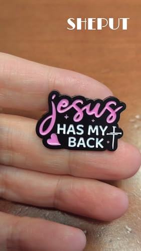 Jesus Has My Back Enamel Pin Pink Words Christian Badge Brooch For Backpacks Coats Hats Accessories