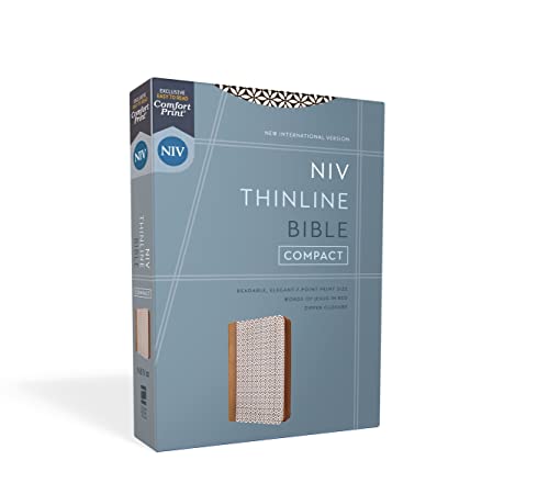 NIV, Thinline Bible, Compact, Leathersoft, Brown/White, Zippered, Red Letter, Comfort Print