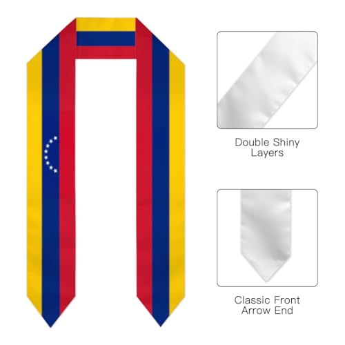 Flag Graduation Stoles for Men and Women, Graduation Shawl Sash for International Graduation's Day - color: Venezuela Flag Stole