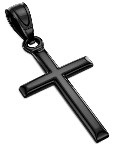 Exquisite Cross Necklace for Men and Women, Silver/Gold/Black Cross Chain with Top-grade 316L Stainless Steel Cross Pendant, 18-24 Inch Box/Byzantine Chains - color: Mystic Black, size: 0 Inch=No Chains, style: Only Medium Pendant