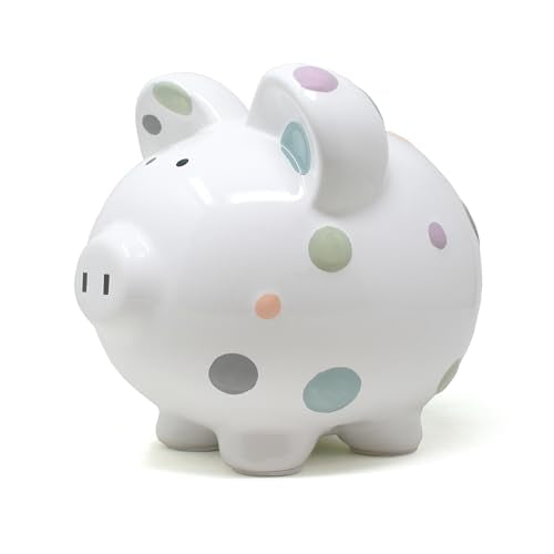 Child to Cherish Ceramic Piggy Bank for Girls, Pastel Multi Dot - color: Pastel Multi Dot