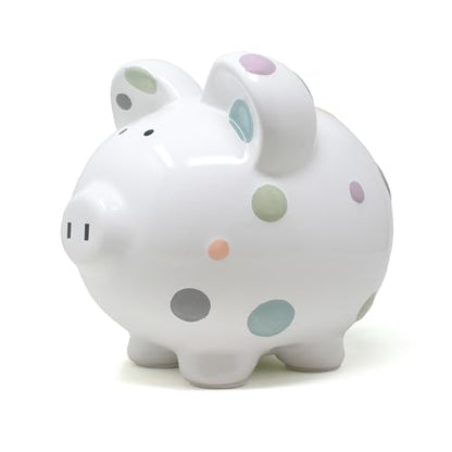 Child to Cherish Ceramic Piggy Bank for Girls, Pastel Multi Dot - color: Pastel Multi Dot
