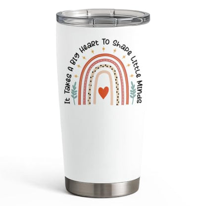 SANDJEST Teacher Tumbler - It Takes Big Heart to Shape Little Minds Travel Coffee Mug Appreciation Gift for Teachers - 20oz Insulated Stainless Steel Tumblers Birthday, Christmas, Back To School Gifts - color: Teacher 2