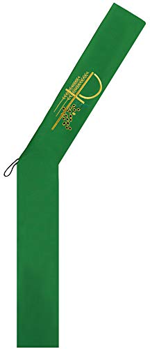 IvyRobes Deacon Clergy Stole With Grapes Wheat Embroidered 110" Long-4 Colors Available - color: Kelly Green
