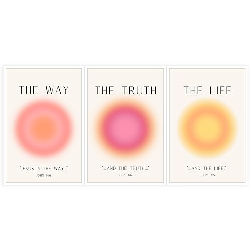 KFDJIG Jesus Poster Set of 3,Jesus Is The Way and The Truth and The Life Bible Verse Canvas Wall Art Religious Christian Minimalist Prints Inspirational Decor for Bedroom Living Room 12x16in Unframed - color: Black 01 Unframed, size: 12"L x 16"W