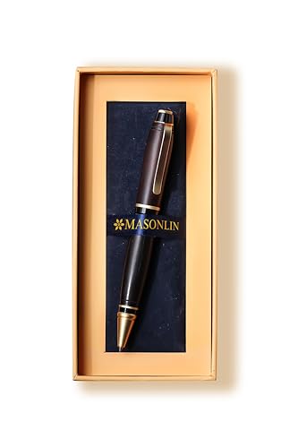 Hand Crafted Masonlin Series Ballpoint Luxury Wood Pen, Black With Golden Titanium Fine Writing Instrument, Elegant Writing Pen With Gift Box, Thank You Gift for Men, Women - color: Black