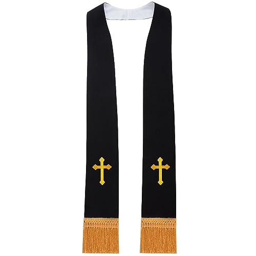 BLESSUME Church Clergy Pastor Reversible Stole - color: White and Black 5