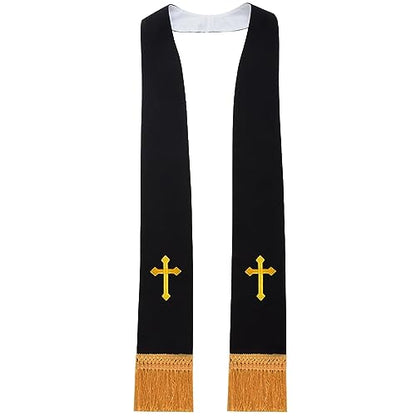 BLESSUME Church Clergy Pastor Reversible Stole - color: White and Black 5