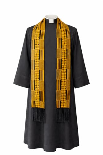 Dupsie's Kente African Print Church Clergy Pastor Choir Stole/Sash with Fringes - color: Gold