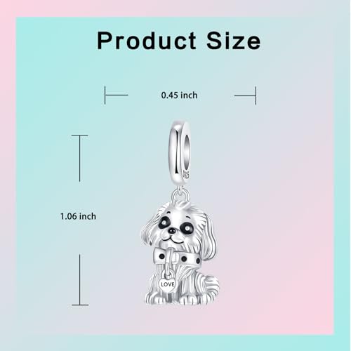 LUXILLA 925 Sterling Silver Charm Golden Family Tree Sparkling Cross Cute Dragon Charms Fits Bracelets Necklace Pendant Bead Jewelry Gift for Women Family Friends - color: Cute Dog Charm