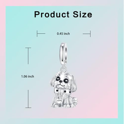 LUXILLA 925 Sterling Silver Charm Golden Family Tree Sparkling Cross Cute Dragon Charms Fits Bracelets Necklace Pendant Bead Jewelry Gift for Women Family Friends - color: Cute Dog Charm