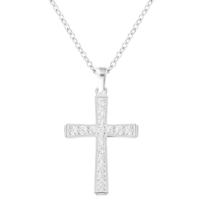 Gold Cross Necklace for Women Diamond Necklace for Women Sparkling Cubic Zirconia Pendant 18K Gold Plated Cross Pendant Religious Jewelry with Diamond Birthday Gift Christian Gifts for Her - color: White Gold, style: Large cross