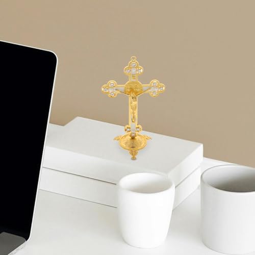 Cross Figurine Jesus Carrying Cross Statue for Home and Office Decoration Western Religious Statue Catholic Gifts Desktop Jesus Sculpture and Figurine