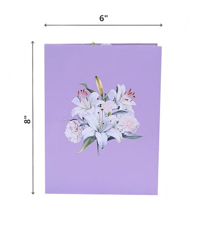Lilies Pop Up Sympathy Cards with Envelopes, 6x8in Sorry for Your Loss Card, Pop Up Sympathy for Loss of Loved one, Mother, Father, Husband Religious (White Lily Sympathy) - color: White Lily Sympathy