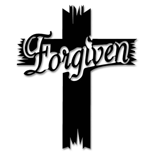 JEWLOVE Metal Cross Wall Decor, Rustproof Black 13.8x11 Inches.